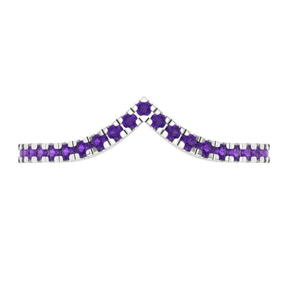 0.1725 cttw Natural Amethyst Round Cut White Gold Eternity Wedding Band