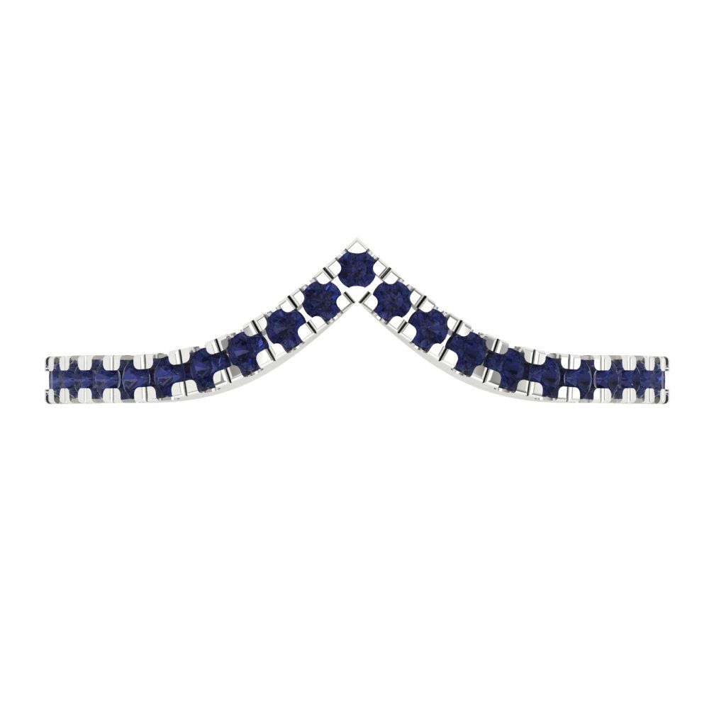 0.1725 cttw Simulated Blue Sapphire Round Cut White Gold Eternity Wedding Band