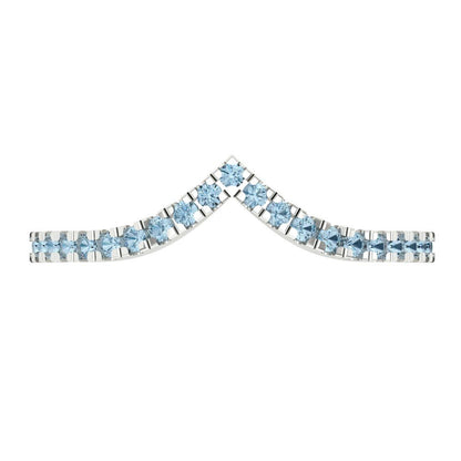 0.1725 cttw Natural Swiss Blue Topaz Round Cut White Gold Eternity Wedding Band