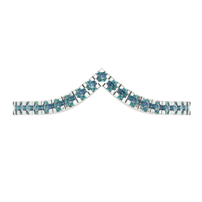 0.1725 cttw Blue Moissanite Round Cut White Gold Eternity Wedding Band