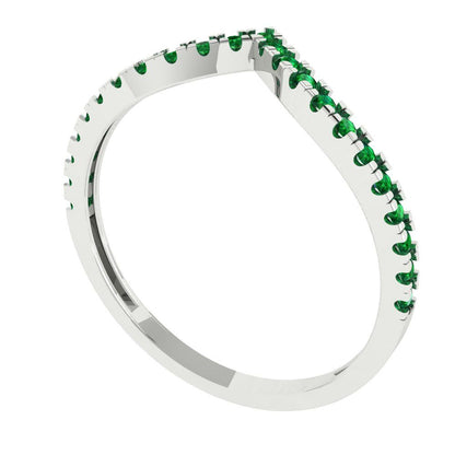 0.1725 cttw Simulated Emerald Round Cut White Gold Eternity Wedding Band