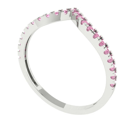 0.1725 cttw Simulated Pink Diamond Round Cut White Gold Eternity Wedding Band
