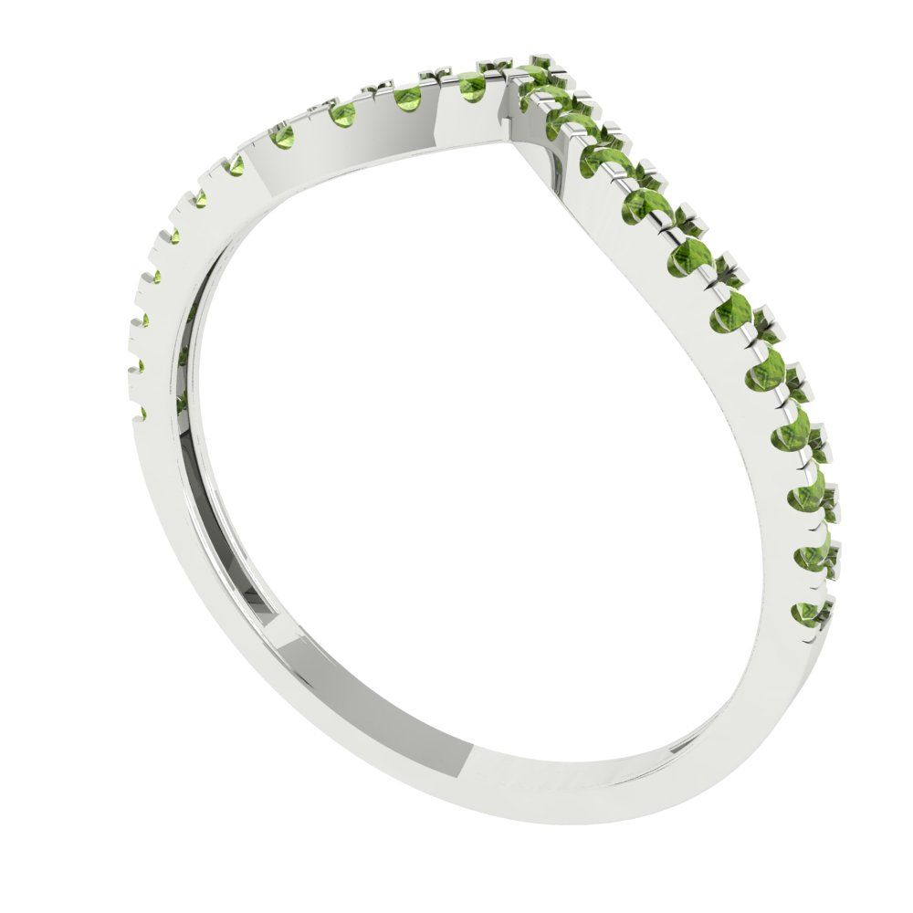 0.1725 cttw Natural Peridot Round Cut White Gold Eternity Wedding Band