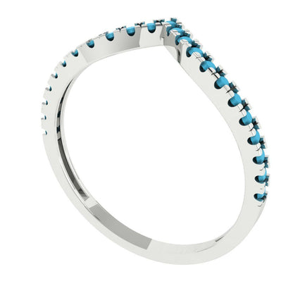 0.1725 cttw Simulated Turquoise Round Cut White Gold Eternity Wedding Band