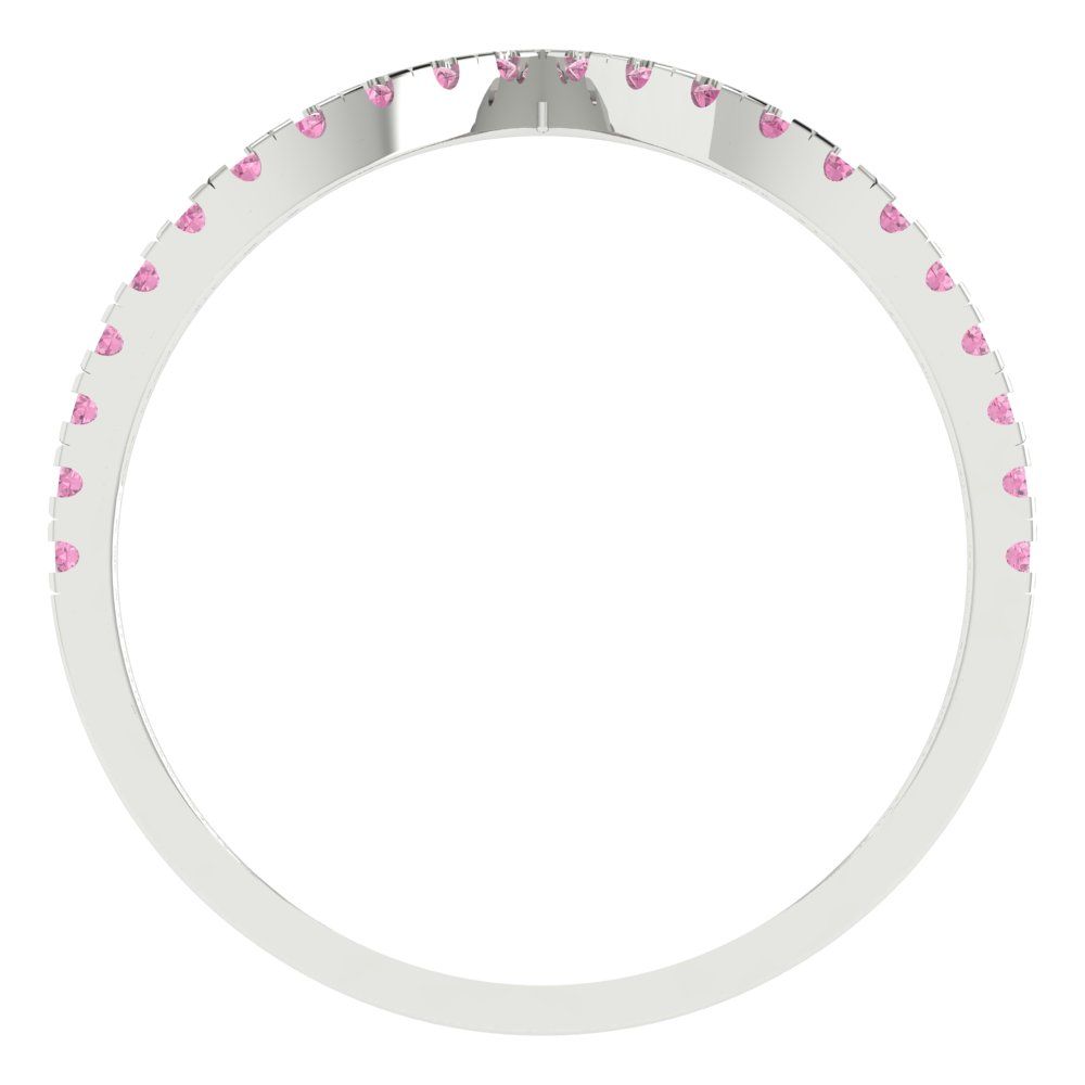 0.1725 cttw Simulated Pink Diamond Round Cut White Gold Eternity Wedding Band