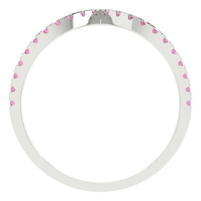 0.1725 cttw Simulated Pink Diamond Round Cut White Gold Eternity Wedding Band