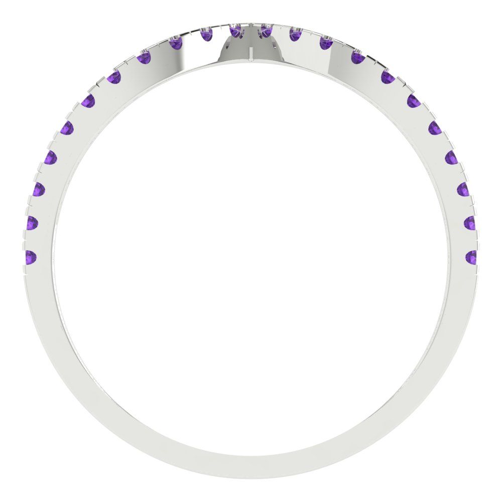 0.1725 cttw Natural Amethyst Round Cut White Gold Eternity Wedding Band