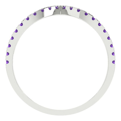 0.1725 cttw Natural Amethyst Round Cut White Gold Eternity Wedding Band