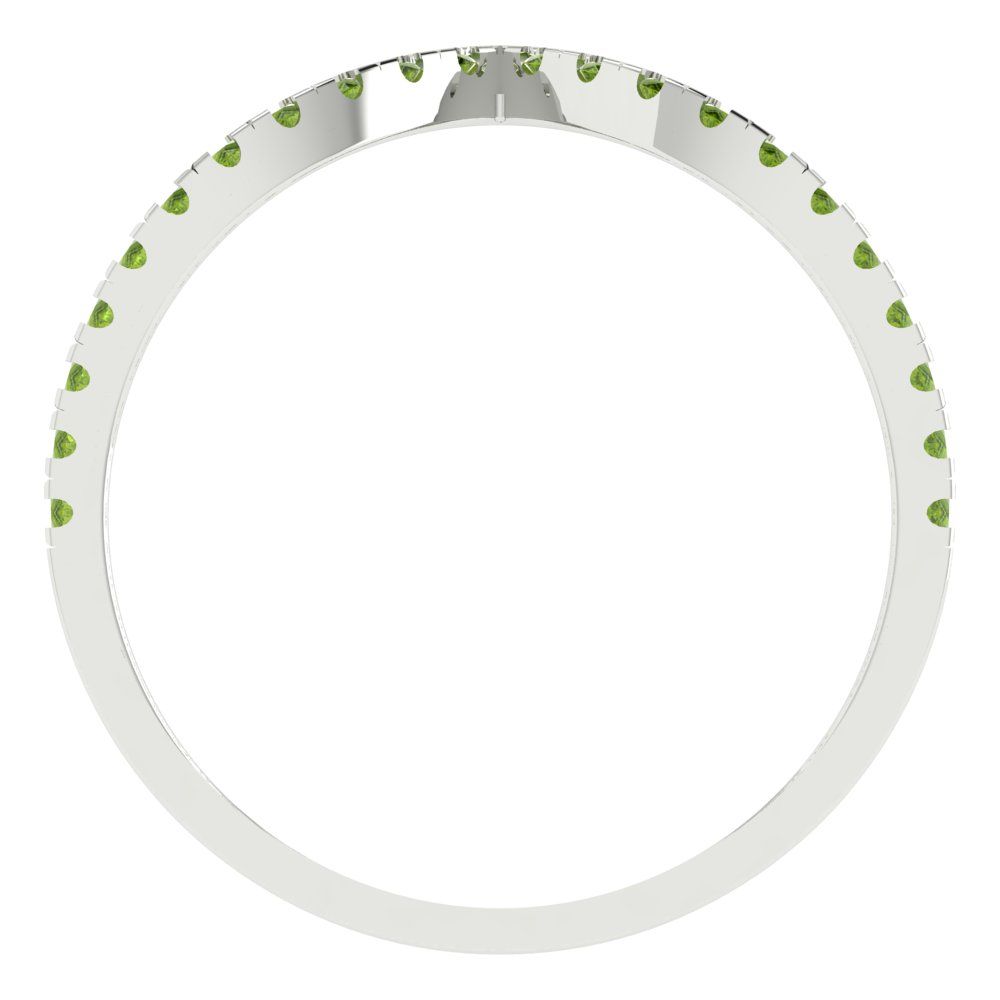 0.1725 cttw Natural Peridot Round Cut White Gold Eternity Wedding Band