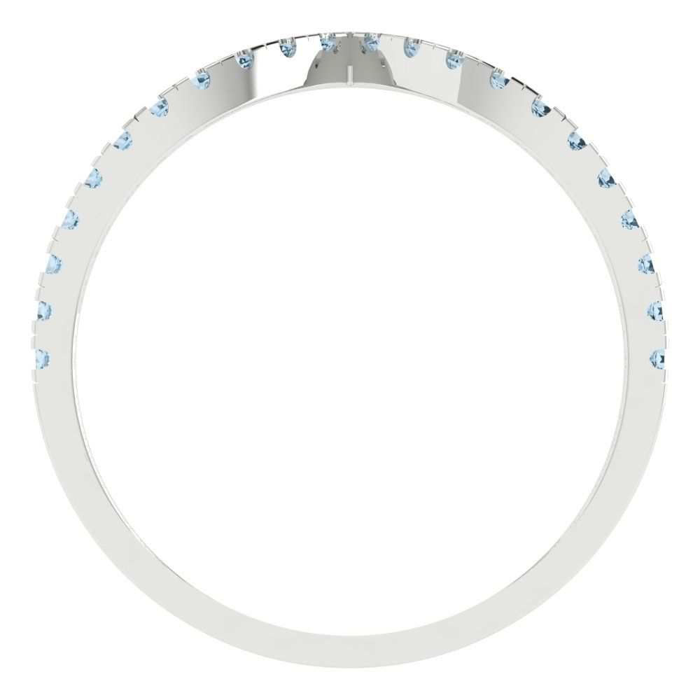 0.1725 cttw Natural Swiss Blue Topaz Round Cut White Gold Eternity Wedding Band