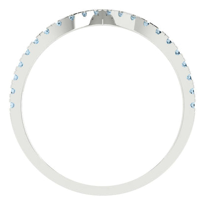 0.1725 cttw Natural Swiss Blue Topaz Round Cut White Gold Eternity Wedding Band