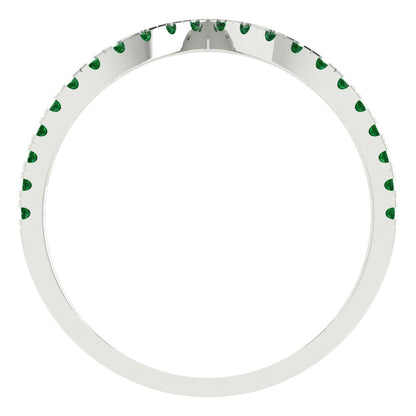 0.1725 cttw Simulated Emerald Round Cut White Gold Eternity Wedding Band