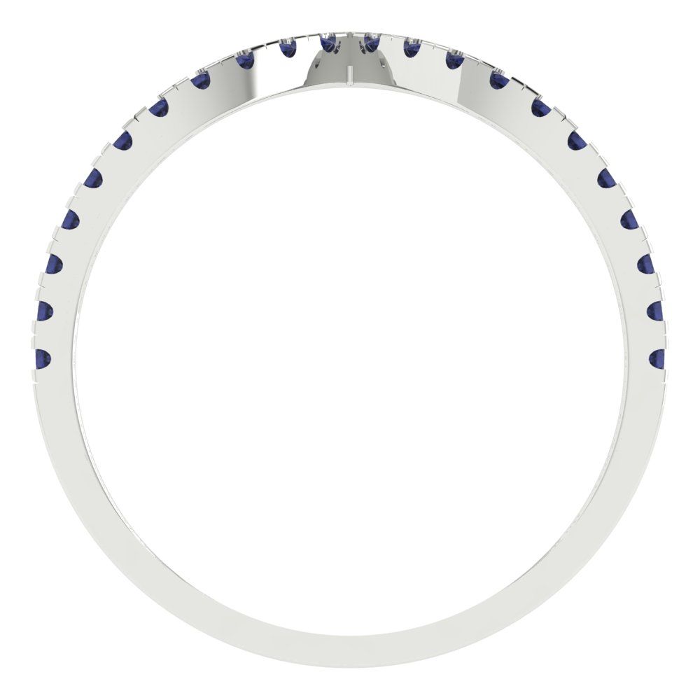 0.1725 cttw Simulated Blue Sapphire Round Cut White Gold Eternity Wedding Band