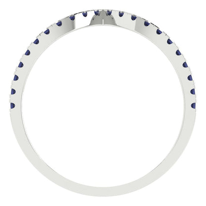 0.1725 cttw Simulated Blue Sapphire Round Cut White Gold Eternity Wedding Band