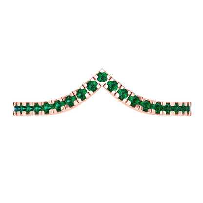 0.1725 cttw Simulated Emerald Round Cut Rose Gold Eternity Wedding Band