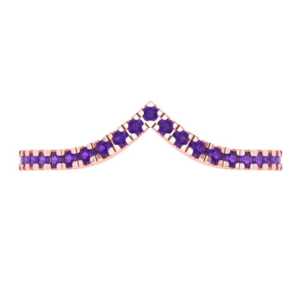 0.1725 cttw Natural Amethyst Round Cut Rose Gold Eternity Wedding Band