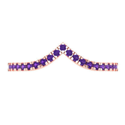 0.1725 cttw Natural Amethyst Round Cut Rose Gold Eternity Wedding Band