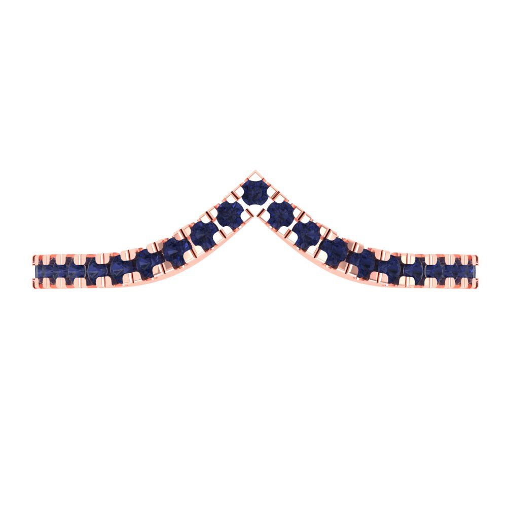 0.1725 cttw Simulated Blue Sapphire Round Cut Rose Gold Eternity Wedding Band