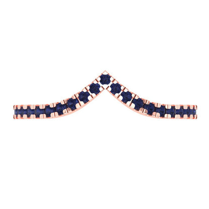 0.1725 cttw Simulated Blue Sapphire Round Cut Rose Gold Eternity Wedding Band