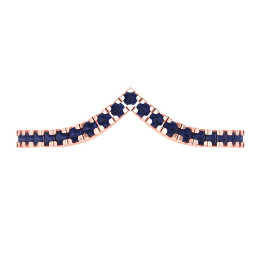0.1725 cttw Simulated Blue Sapphire Round Cut Rose Gold Eternity Wedding Band