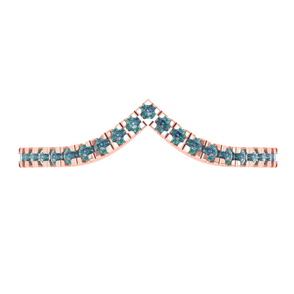 0.1725 cttw Blue Moissanite Round Cut Rose Gold Eternity Wedding Band