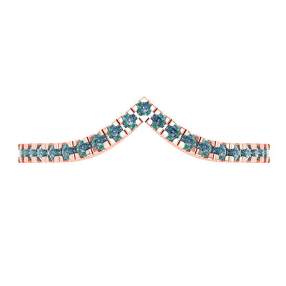 0.1725 cttw Blue Moissanite Round Cut Rose Gold Eternity Wedding Band