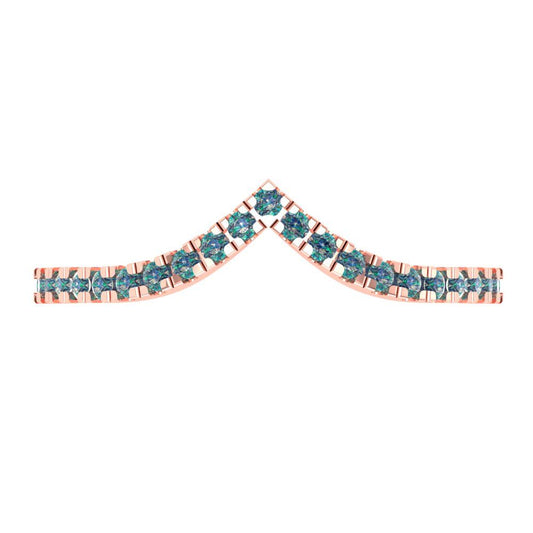 0.1725 cttw Blue Moissanite Round Cut Rose Gold Eternity Wedding Band