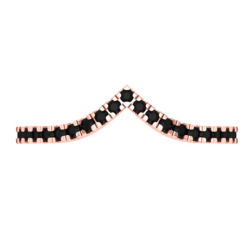 0.1725 cttw Natural Onyx Round Cut Rose Gold Eternity Wedding Band