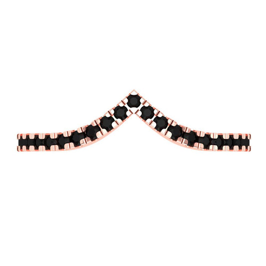 0.1725 cttw Natural Onyx Round Cut Rose Gold Eternity Wedding Band