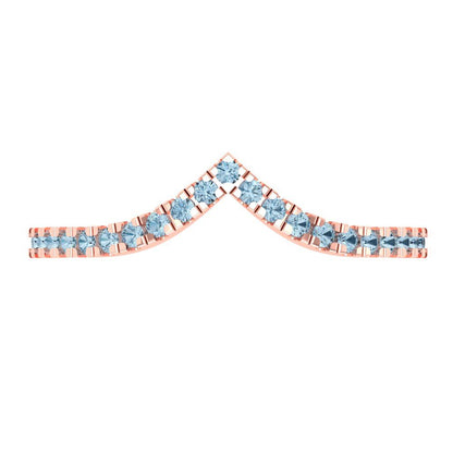 0.1725 cttw Natural Sky Blue Topaz Round Cut Rose Gold Eternity Wedding Band