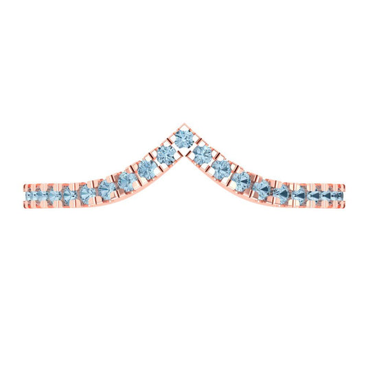 0.1725 cttw Natural Aquamarine Round Cut Rose Gold Eternity Wedding Band