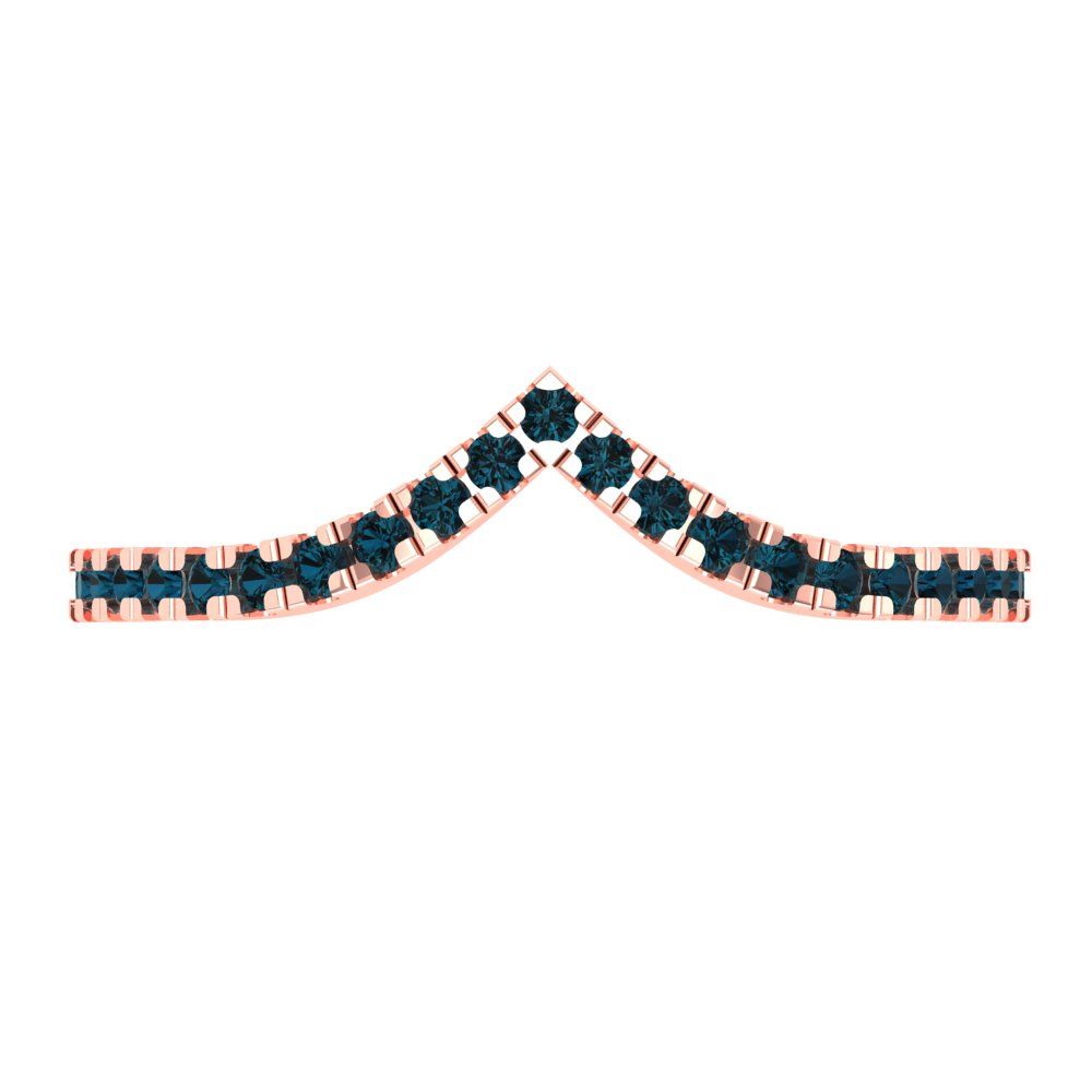 0.1725 cttw Natural London Blue Topaz Round Cut Rose Gold Eternity Wedding Band