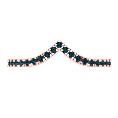 0.1725 cttw Natural London Blue Topaz Round Cut Rose Gold Eternity Wedding Band