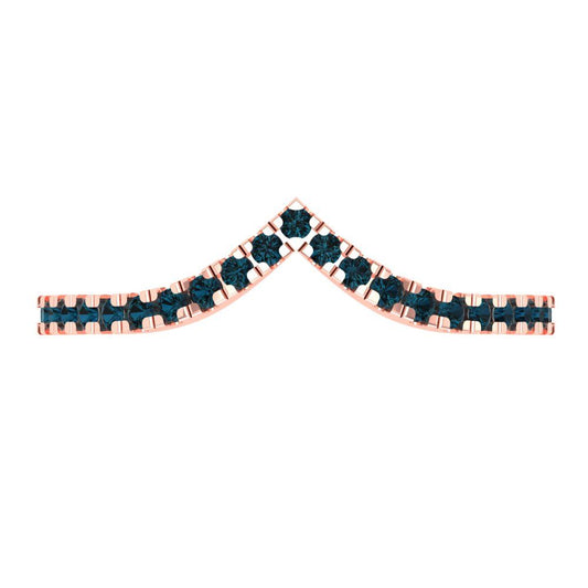 0.1725 cttw Natural London Blue Topaz Round Cut Rose Gold Eternity Wedding Band