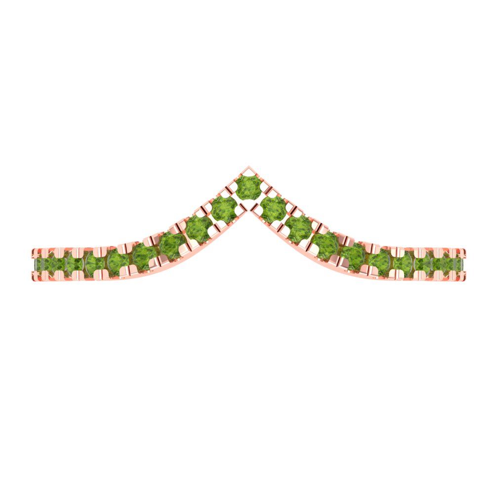 0.1725 cttw Natural Peridot Round Cut Rose Gold Eternity Wedding Band