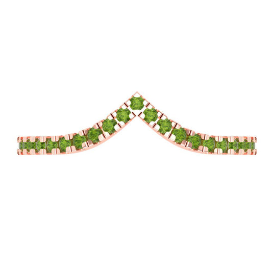 0.1725 cttw Natural Peridot Round Cut Rose Gold Eternity Wedding Band