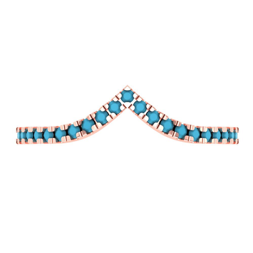 0.1725 cttw Simulated Turquoise Round Cut Rose Gold Eternity Wedding Band