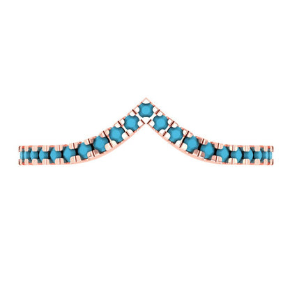 0.1725 cttw Simulated Turquoise Round Cut Rose Gold Eternity Wedding Band