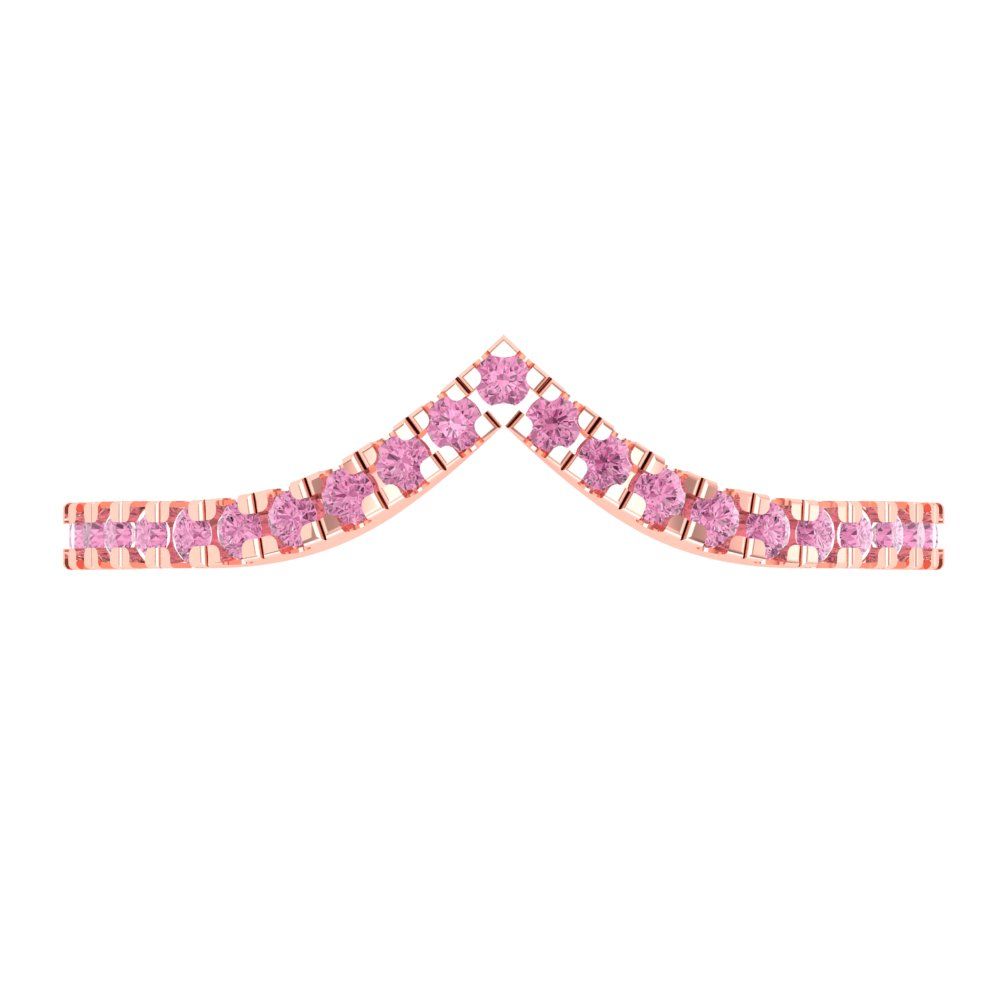 0.1725 cttw Simulated Pink Diamond Round Cut Rose Gold Eternity Wedding Band