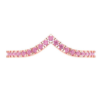 0.1725 cttw Simulated Pink Diamond Round Cut Rose Gold Eternity Wedding Band