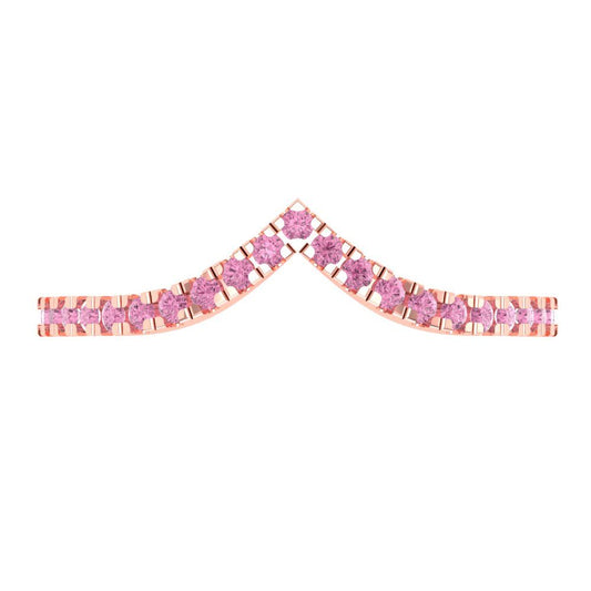 0.1725 cttw Simulated Pink Diamond Round Cut Rose Gold Eternity Wedding Band