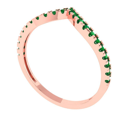 0.1725 cttw Simulated Emerald Round Cut Rose Gold Eternity Wedding Band