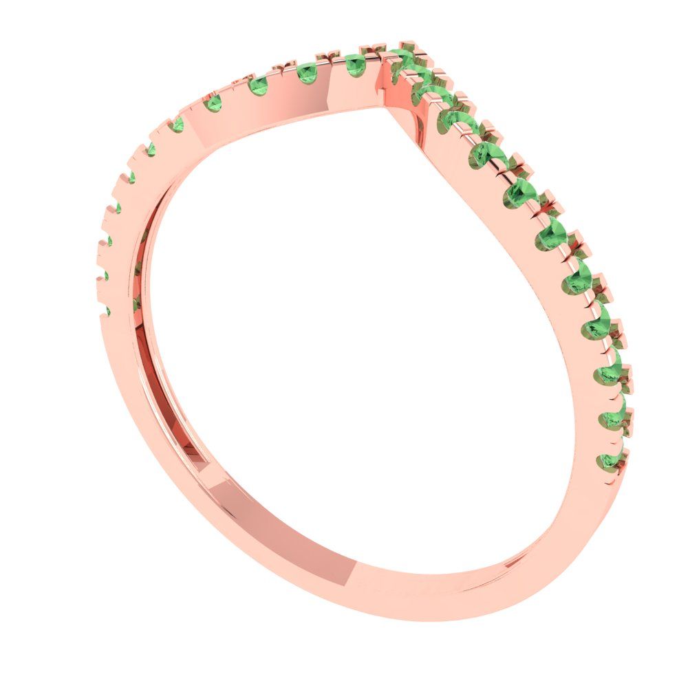 0.1725 cttw Simulated Green Diamond Round Cut Rose Gold Eternity Wedding Band
