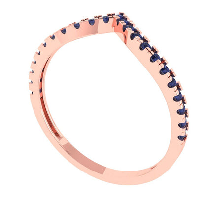 0.1725 cttw Simulated Blue Sapphire Round Cut Rose Gold Eternity Wedding Band
