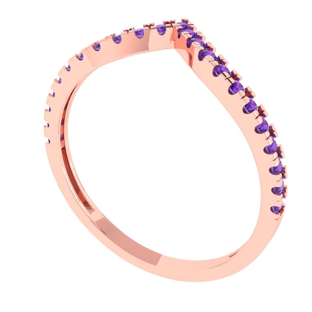0.1725 cttw Natural Amethyst Round Cut Rose Gold Eternity Wedding Band