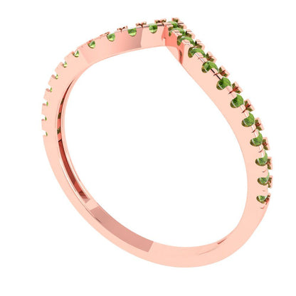 0.1725 cttw Natural Peridot Round Cut Rose Gold Eternity Wedding Band