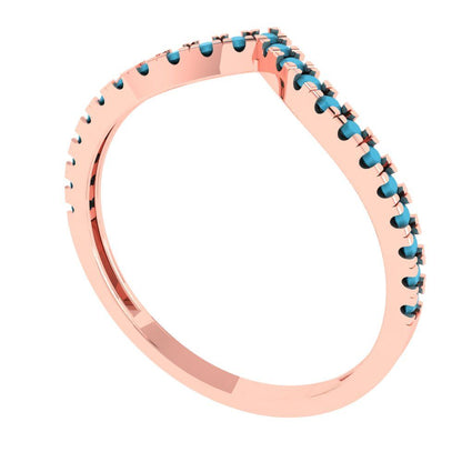 0.1725 cttw Simulated Turquoise Round Cut Rose Gold Eternity Wedding Band