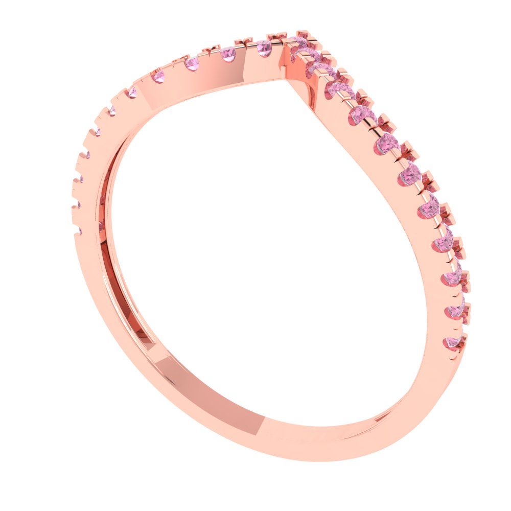 0.1725 cttw Simulated Pink Diamond Round Cut Rose Gold Eternity Wedding Band