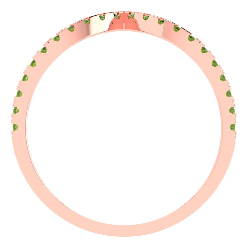 0.1725 cttw Natural Peridot Round Cut Rose Gold Eternity Wedding Band