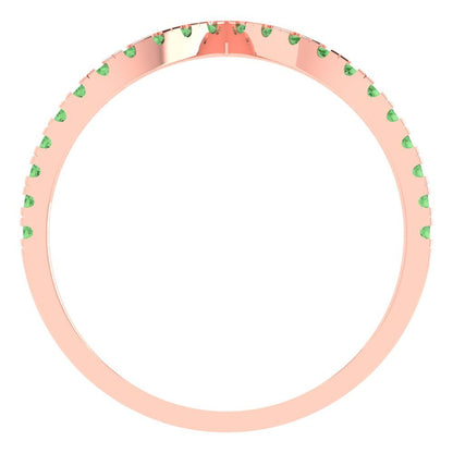 0.1725 cttw Simulated Green Diamond Round Cut Rose Gold Eternity Wedding Band